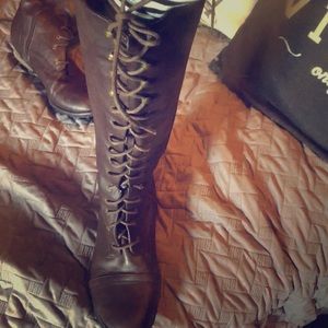 Knee high lace up boots